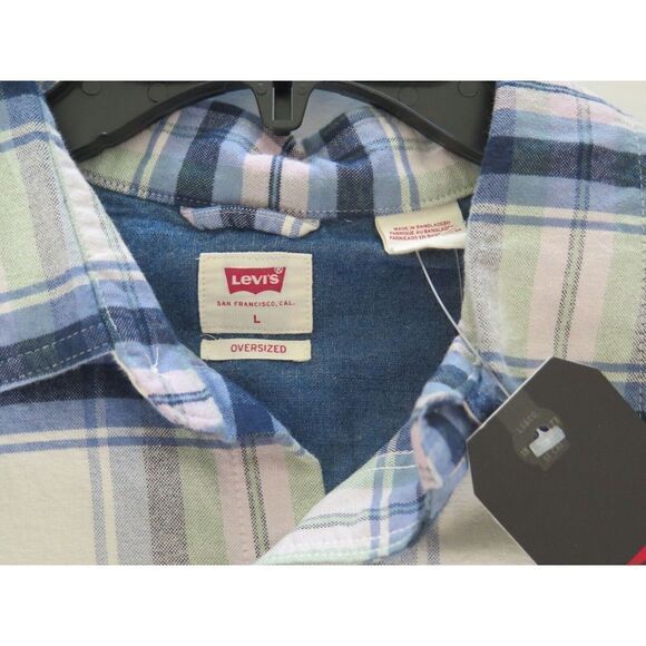 Levi's Men's Sz Large Multicolor Plaid Oversized Casual S/S Button Up Shirt - Picture 4 of 7